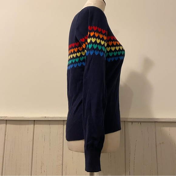 Chaser Small Rainbow Hearts Navy Blue Long Sleeve Pullover - Picture 5 of 12